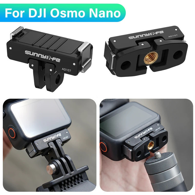 Base de Montagem Magnética Ajustável de Liberação Rápida para DJI OSMO Nano, Adaptador de Duas Garras com Rosca 1/4 para