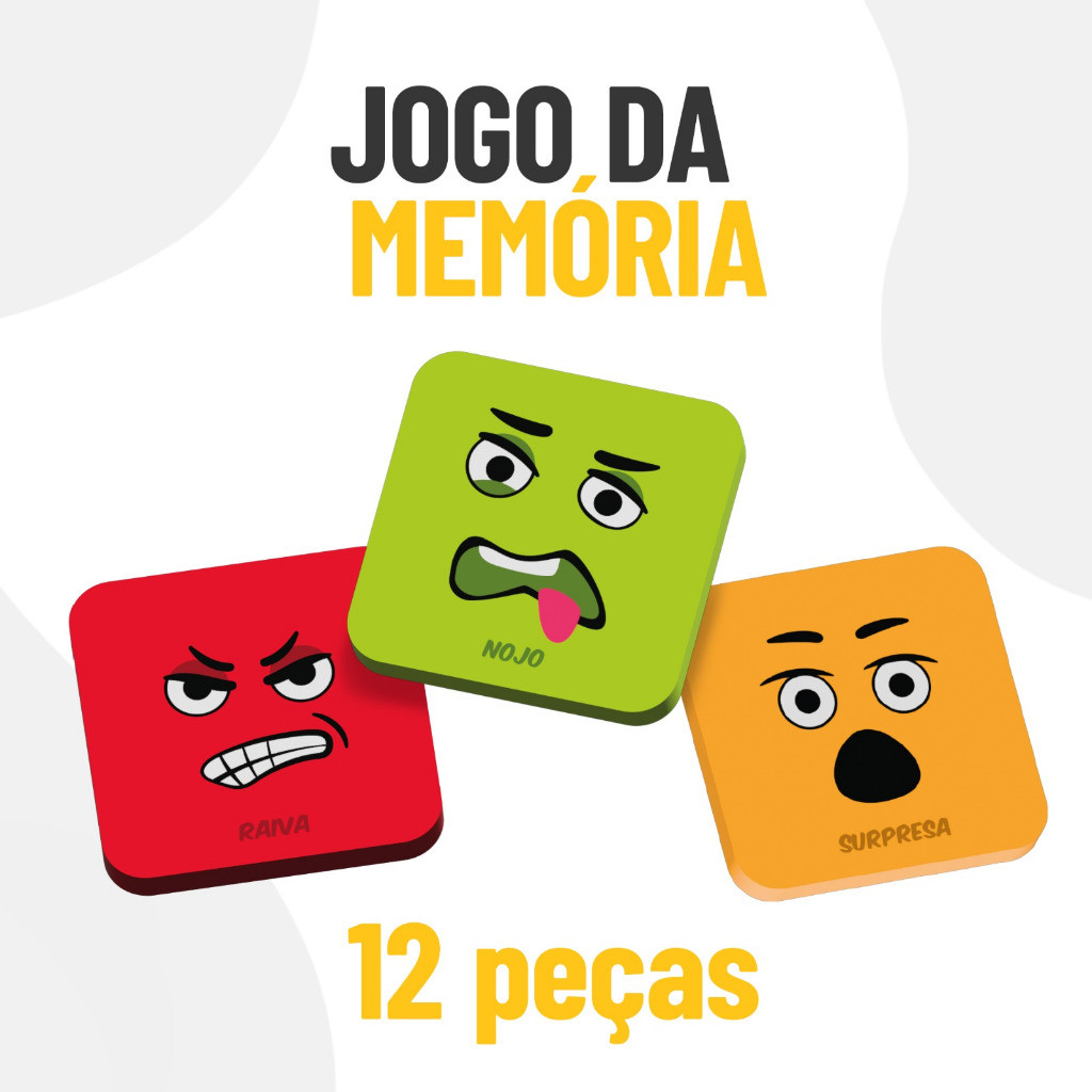 Brinquedo Educativo Emoções Infantil Jogo da Memória MDF Coordenação e Aprendizado