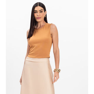 Regata Feminina em Ponto Roma Rovitex Marrom em Oferta na Shopee