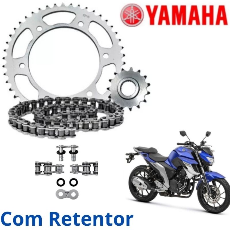 Kit Relação-Transmissão-Tração Yamaha FZ25 (Fazer 250) 2018 à 2024 Fz 25 COM Retentor
