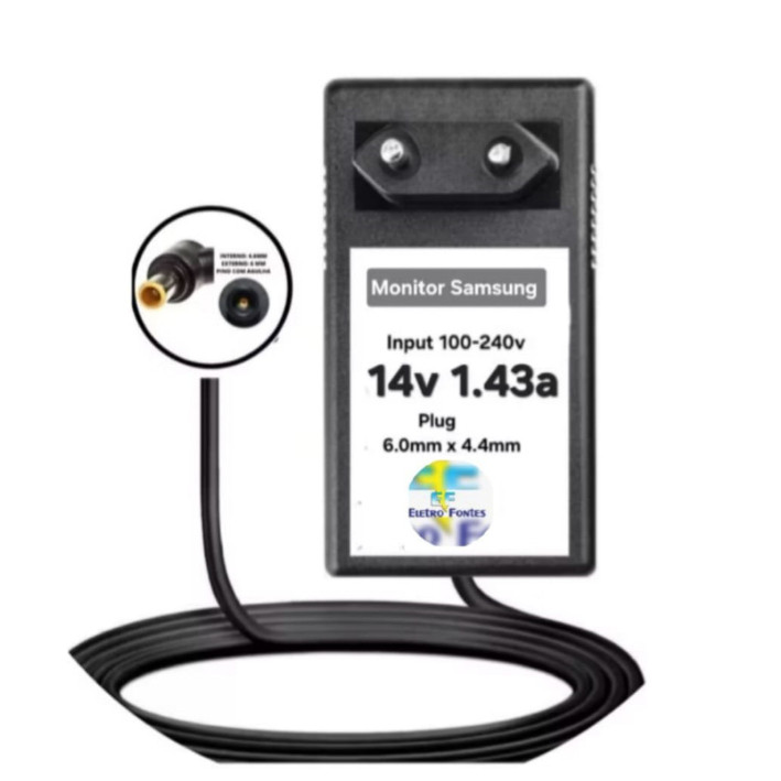 Fonte Para Monitor Samsung S19B300B 14v 1.43a Bivolt C/ NF