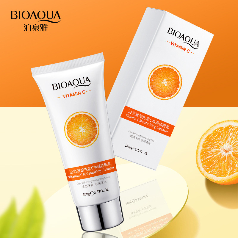 Poquanya vitamina c limpador facial graxa de limpeza profunda hidratante rejuvenescedor cuidados limpador facial produto