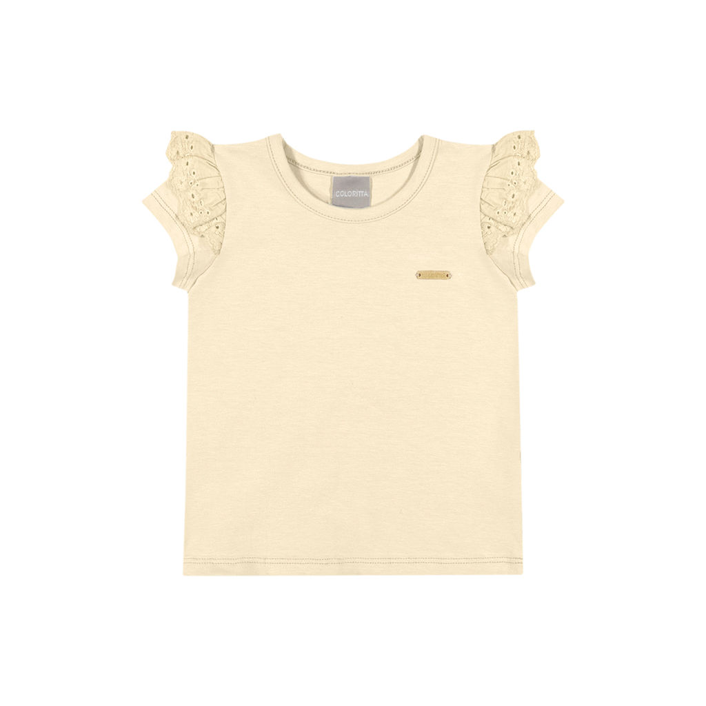 Blusa Infantil Menina Babado Com Renda Colorittá Amarelo em Oferta na Shopee