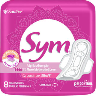 Absorvente Sym Suave Com Abas 8 Unidades em Oferta na Shopee