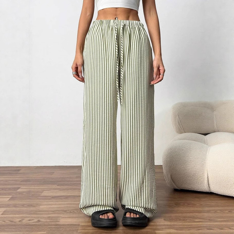 Calça Casual com Cintura Listrada com Cordão Ajustável.