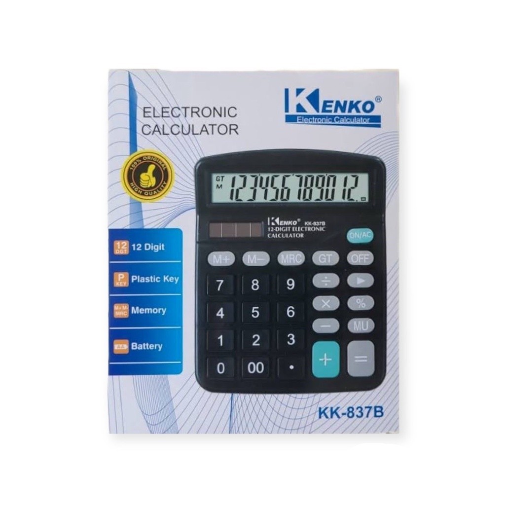 Calculadora convencional de mesa grande de 12 dígitos KENKO KK-837B TG em Oferta na Shopee