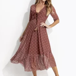 Vestido Com Amarração No Decote Poá Quintess