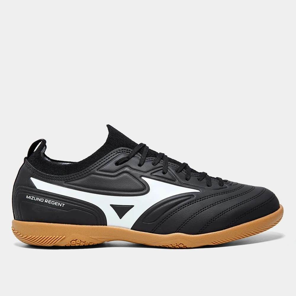 Chuteira Mizuno Futsal Regent Preta/Branco Oficial + NF