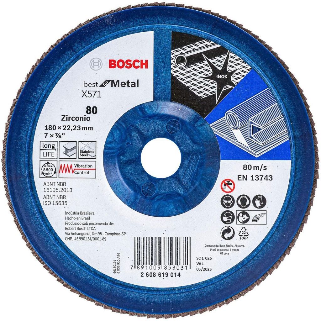Disco Flap Best For Metal 7"x7/8" Grão 60 Bosch