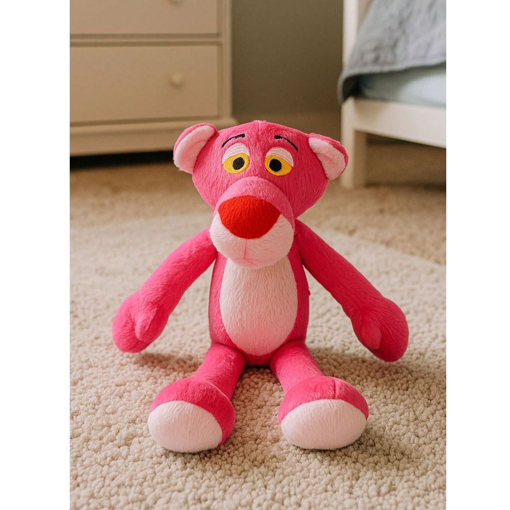 Bicho De Pelúcia Desenho Animado Pantera Cor De Rosa 20 cm em Oferta na Shopee