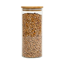 Pote de vidro 1,6L com tampa de bambu hermético redondo - Tüd