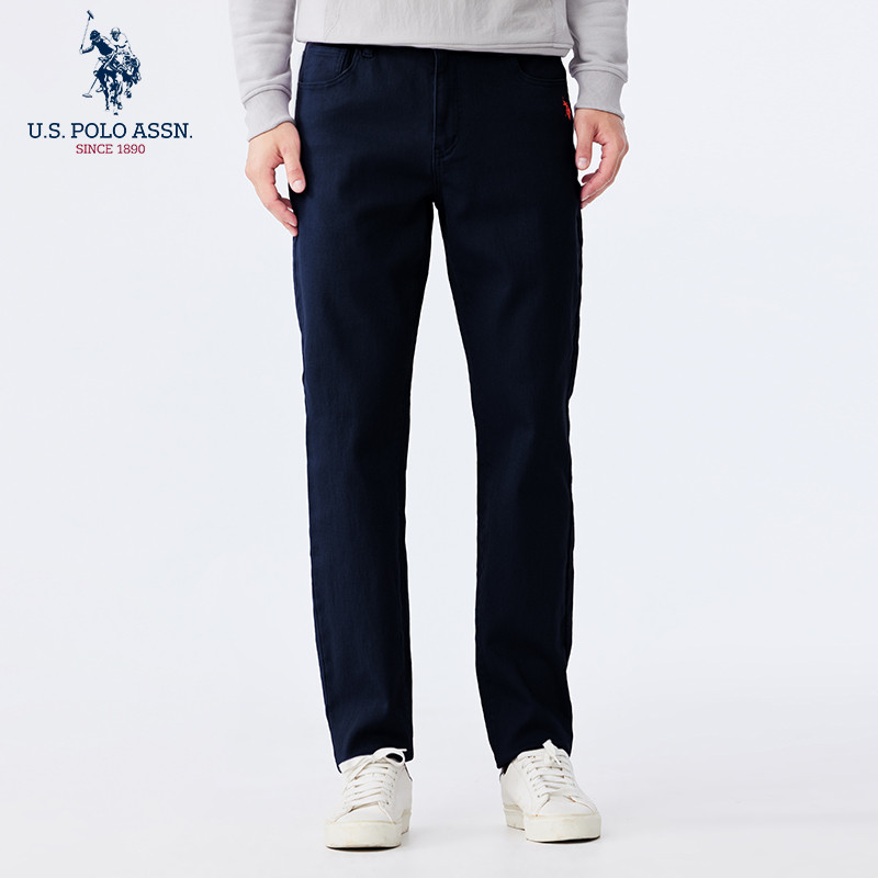 Uspoloassn American Poloassn Association Primavera Outono Homens Algodão Micro-Elástico Cintura Média Calças de Perna Re