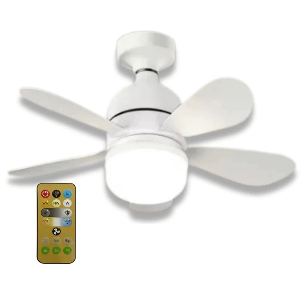 Ventilador Teto Lâmpada 80W Led Bocal E27 Ajustável Bivolt 5/pás 40 Cm Branco Plástico Sala Quarto Cozinha Escritorio em Oferta na Shopee