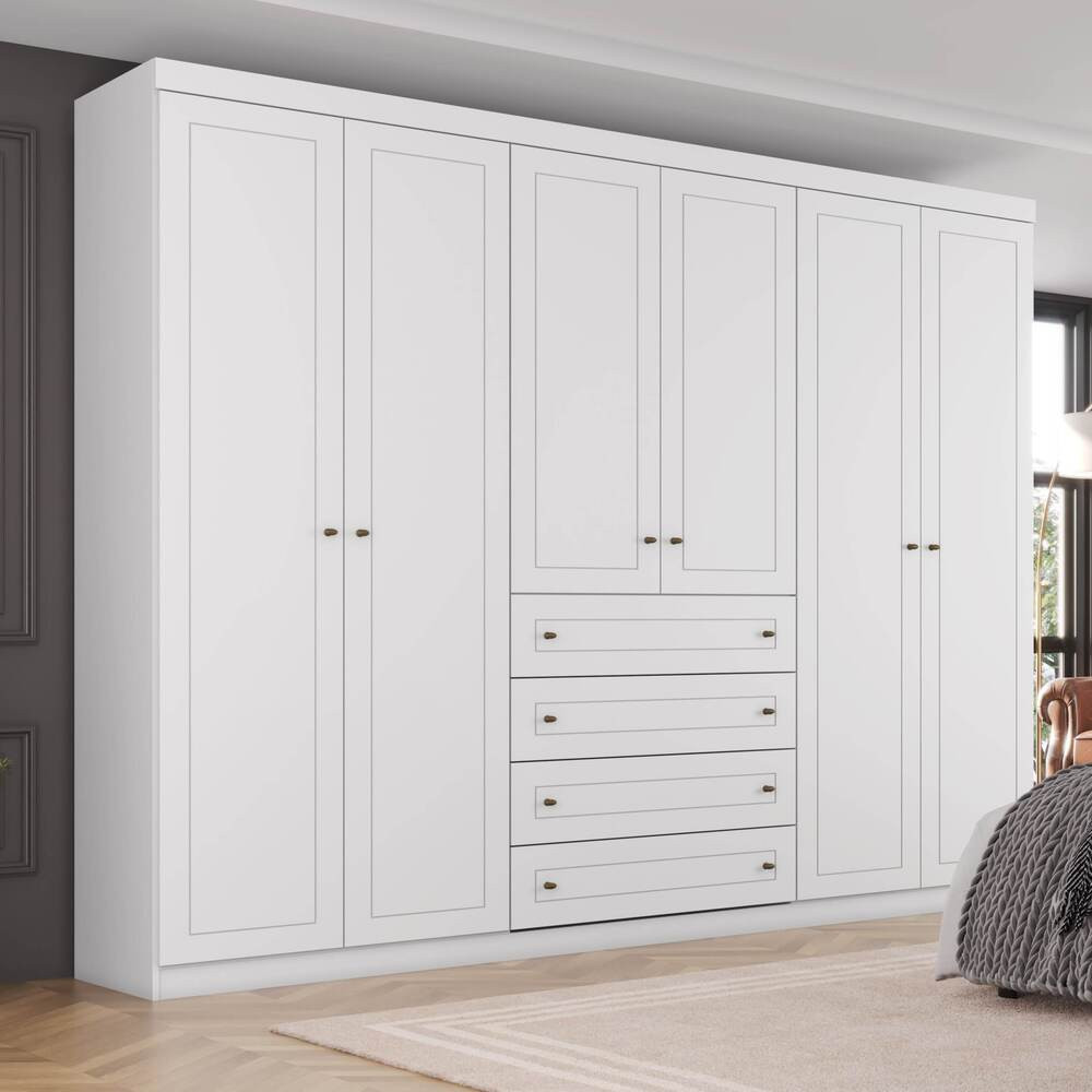 Guarda Roupa Casal 6 Portas 4 Gavetas Amy Casa 812