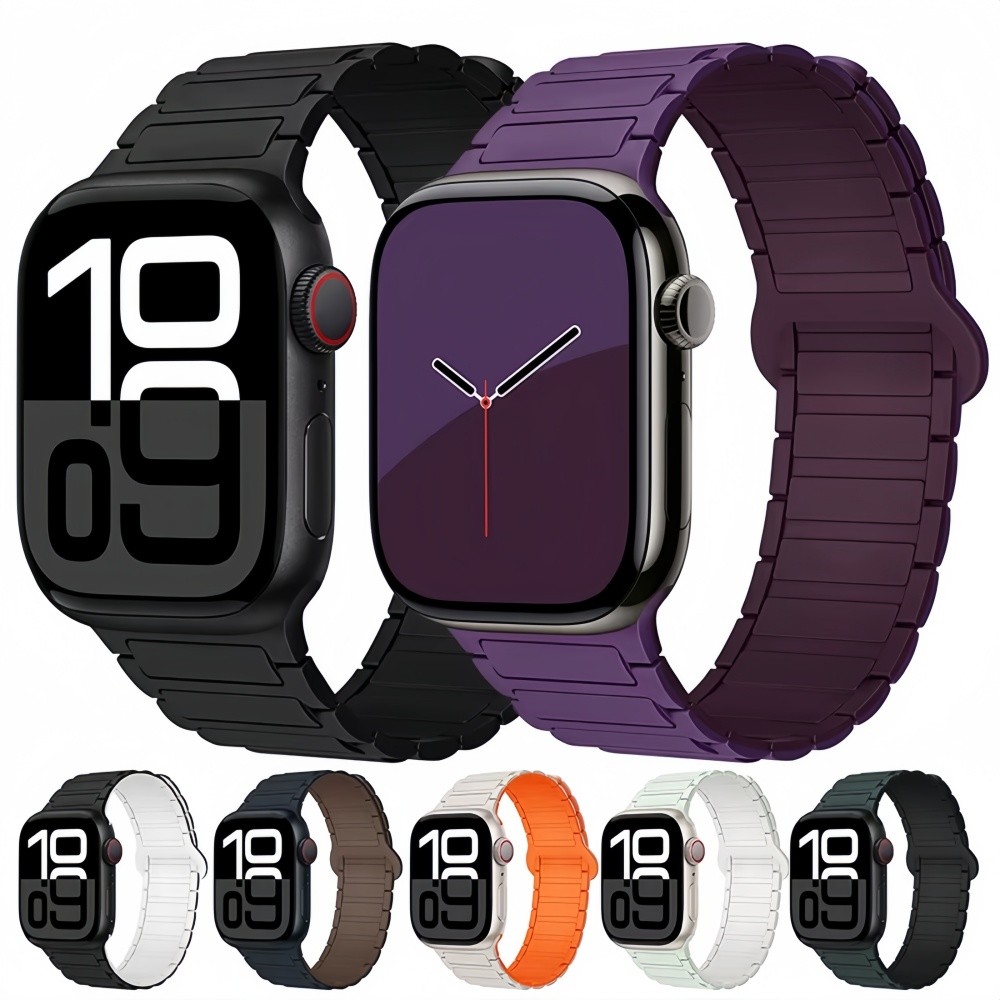 Magnética Silicone Pulseira Para Apple Watch Ultra 3 49mm 44mm 40mm 38mm 41mm 42mm 45mm iWatch 10 11 46mm 42mm