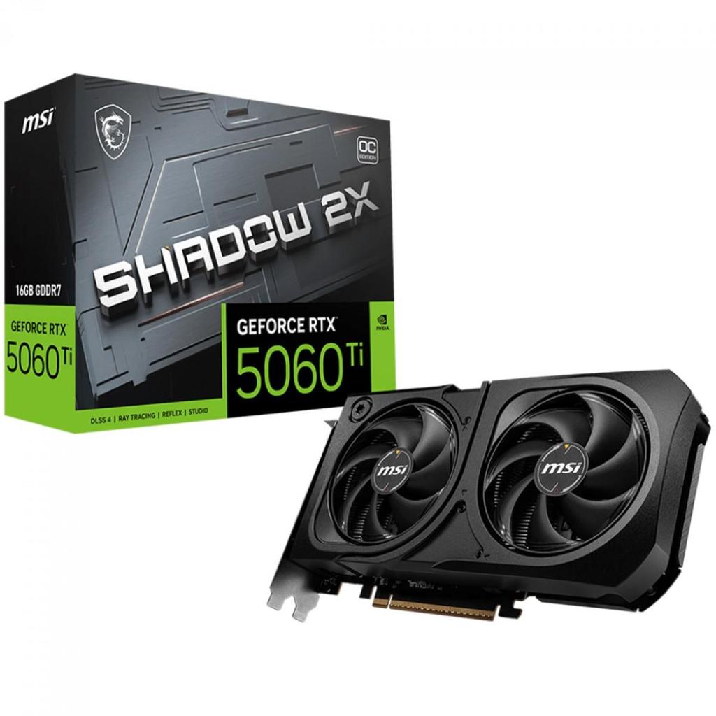 Placa de Vídeo MSI NVIDIA GeForce RTX 5060 Ti Shadow 2X OC Plus, 16GB, GDDR7, DLSS, 912-V535-029