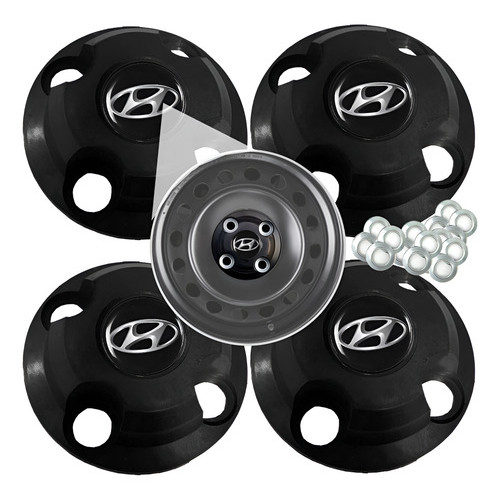Kit Calota Miolo Centro Roda Hb20 Hatch Hb20s Sedan Hb20x
