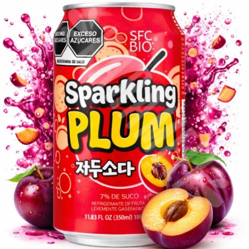 Refrigerante Ameixa Sparkling Plum 350ml - SFC BIO - Importado Coreia