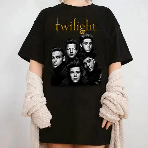 [Camiseta Premium em Algodão Puro]BOW Camiseta Premium One Direction Twilight Camisa 100% Algodão