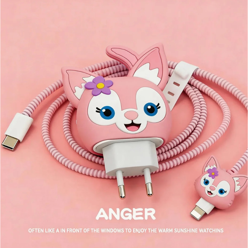 Capinha Para Carregador  Fonte USB-C Com Espiral De Silicone Para Cabo USB