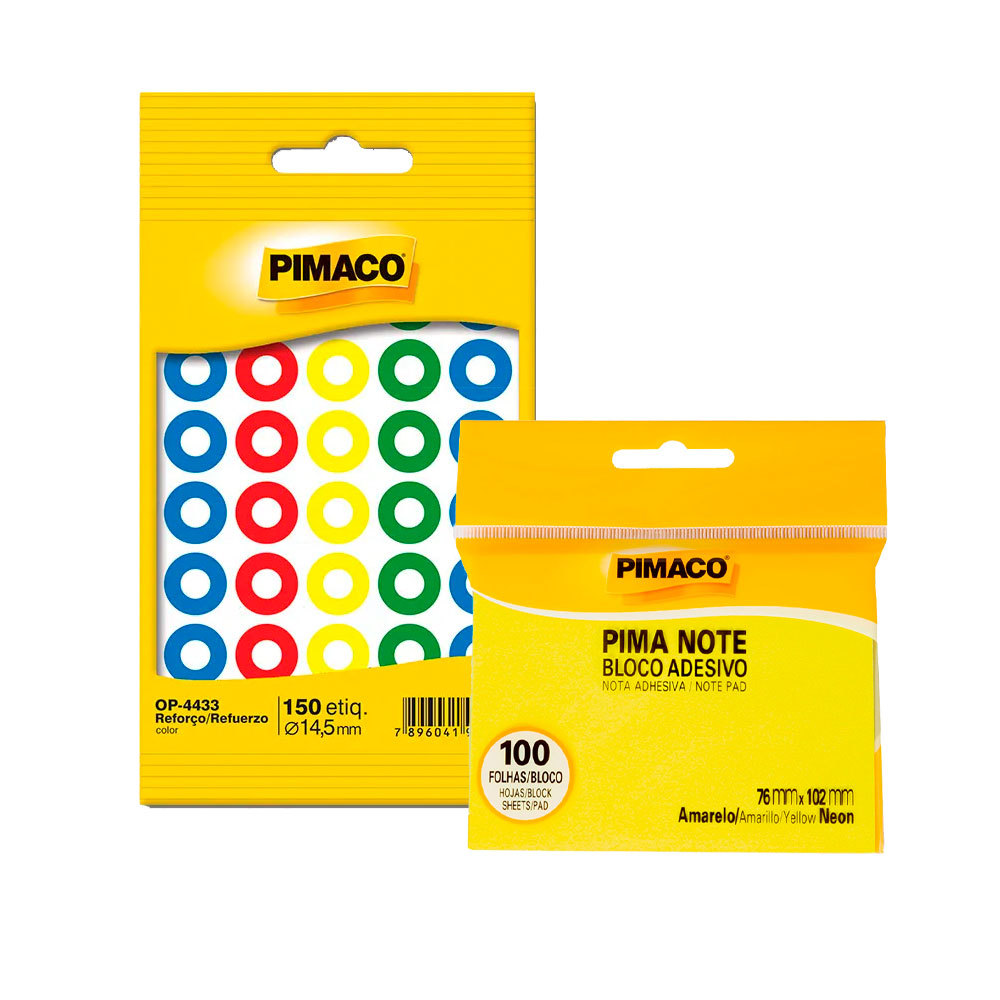 Kit Reforço de fichário + Bloco adesivo Pimaco