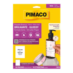 Etiqueta papel glossy 7074 com 10 folhas Pimaco