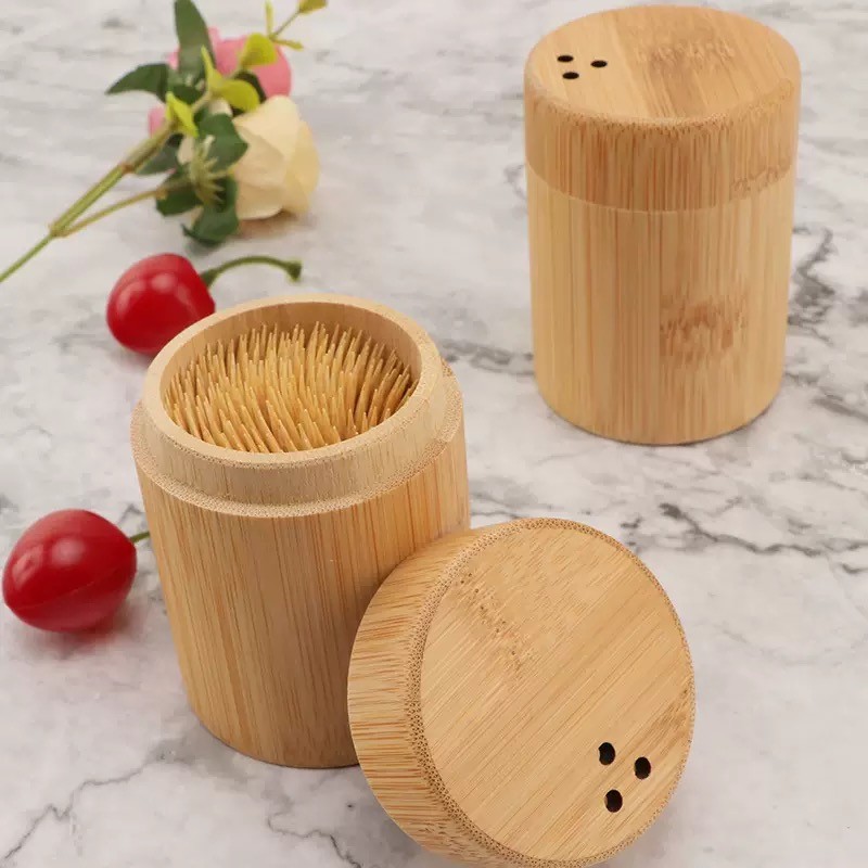 Porta Palitos de Dente de Bambu com Dispenser Ecológico e Elegante para Mesa e Restaurante em Oferta na Shopee