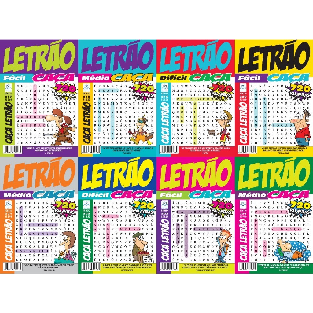 KIT COM 10-20-30-50  CAÇA PALAVRAS LETRÃO E SUPER LETRÃO SEM REPETIÇÃO.