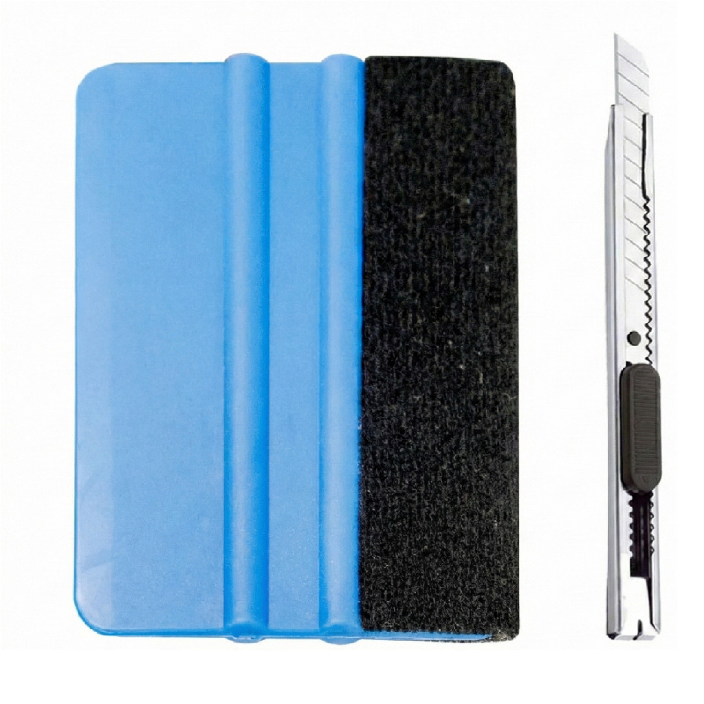 Kit Espátula C/ Feltro + Estilete Metal Profissional Envelopamento Insulfilm 9mm Com Lamina Metalico