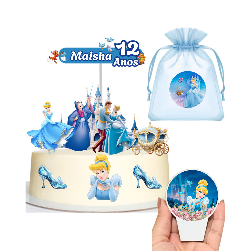 Kit festa topo de bolo vela adesivo para saquinho ou tubete