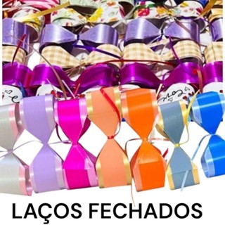 Laços Bola FECHADO 13cm 13 voltas cada acompanham  60cm de fita pra decorar cesta ( kits com 20 ou 30 und) em Oferta na Shopee