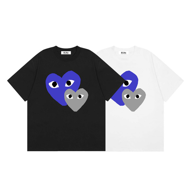 CDG Play Love Camiseta estampada de manga curta Casual de algodão puro para casal estilo unissex