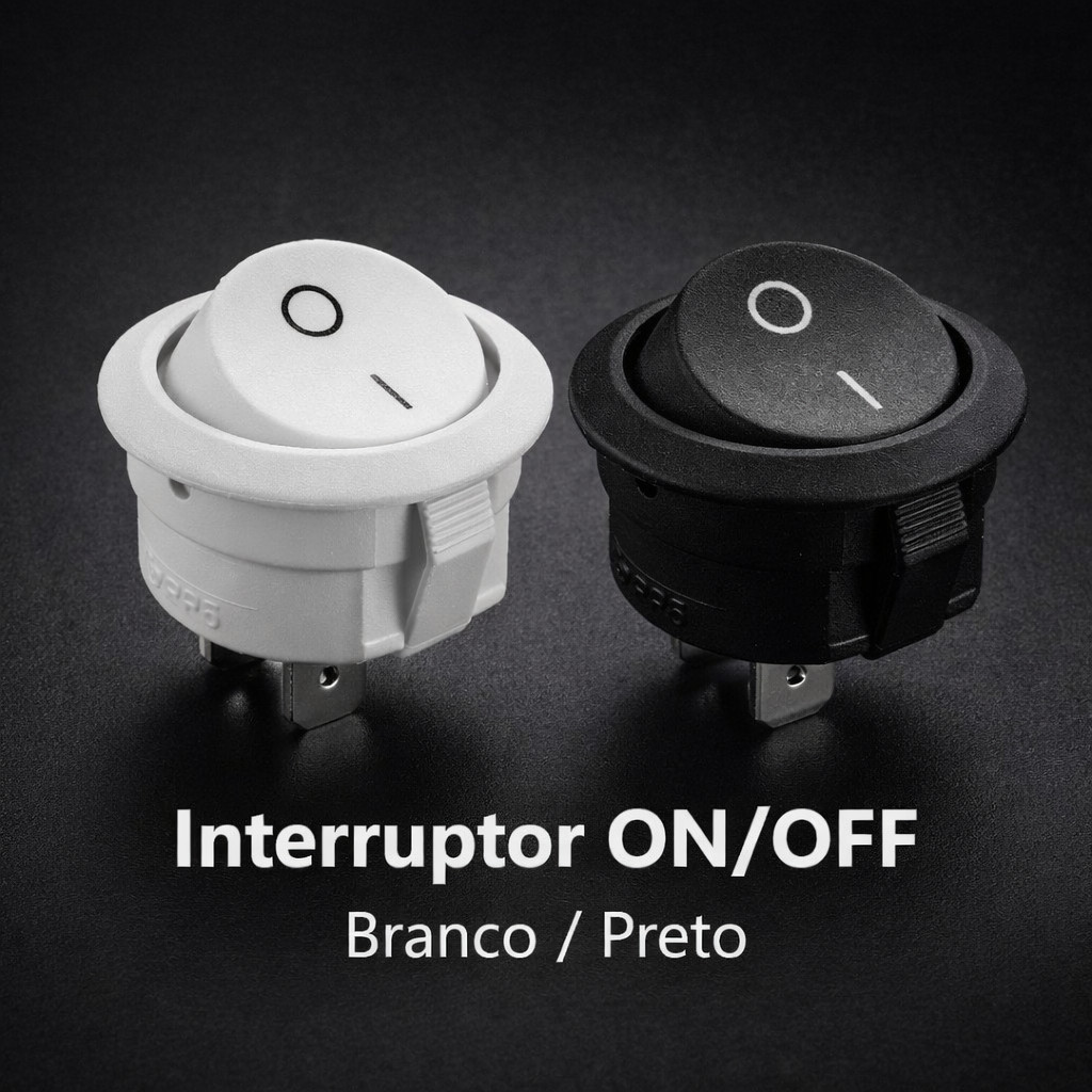 Botão chave interruptor Redondo Preto Tic Tac Liga Desliga on off Chave Gangorra