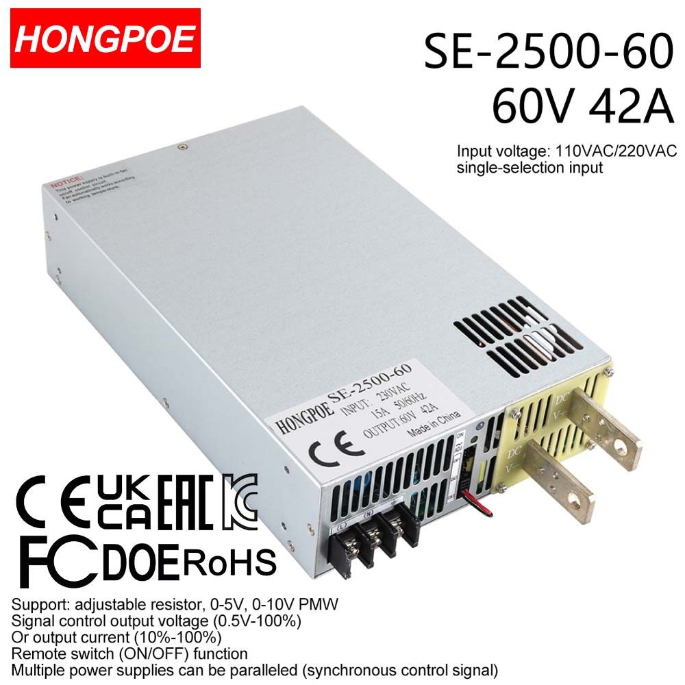0-60V 41.5A 2500W Ajustável AC-DC 5V 10V PLC/PMV Transformador De Controle De Sinal , Adequado Para motor/Bateria/solar/