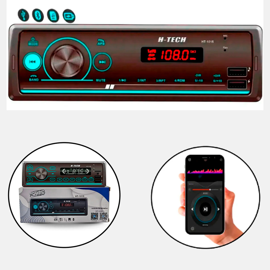 Rádio Bluetooth Portátil HTECH HT-1015 com USB e Carregador Rápido c/ APP em Oferta na Shopee
