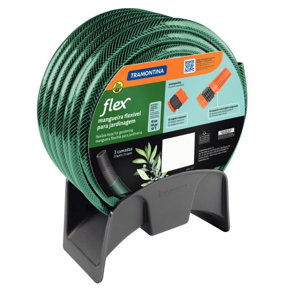 Mangueira Flex Verde em PVC 3 Camadas 15m Tramontina