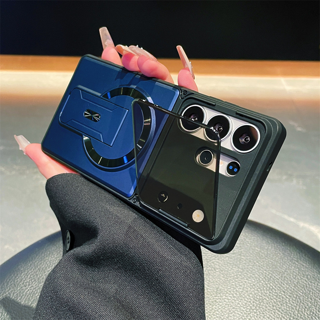 Capa De Telefone Magnética Com Suporte Câmera Para Samsung Galaxy S26 S25 FE S24 S23 Ultra A57 A37 A17 A27 A56 A36 A16