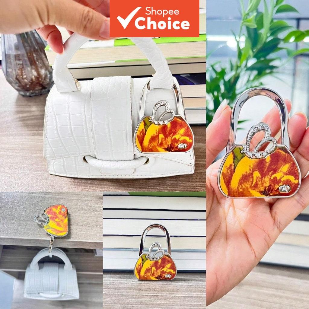  Gancho de Bolsa de Metal Dobrável Design de Cisne Fiery Sky, Suporte de Pendurar para Mesa para Mochilas e Bolsas em