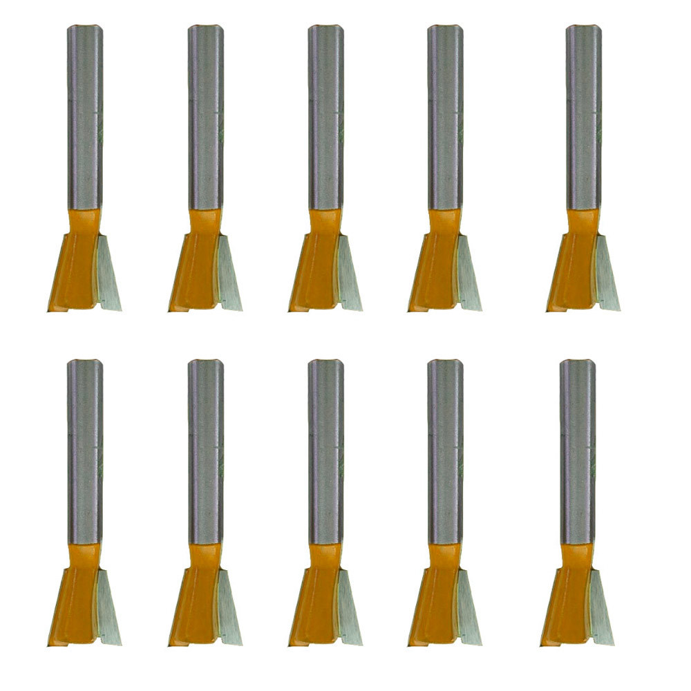 Kit 10 Fresa Tupia Encaixe Rabo De Andorinha 12,7mm Haste 6mm