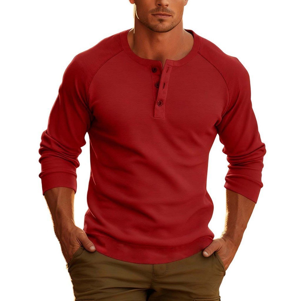 Camisa henley Masculina De Outono E Inverno , Camiseta De Manga Comprida , base Externa