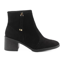Bota Zatta Cano Médio Salto Bloco Violeta Camurça Preta