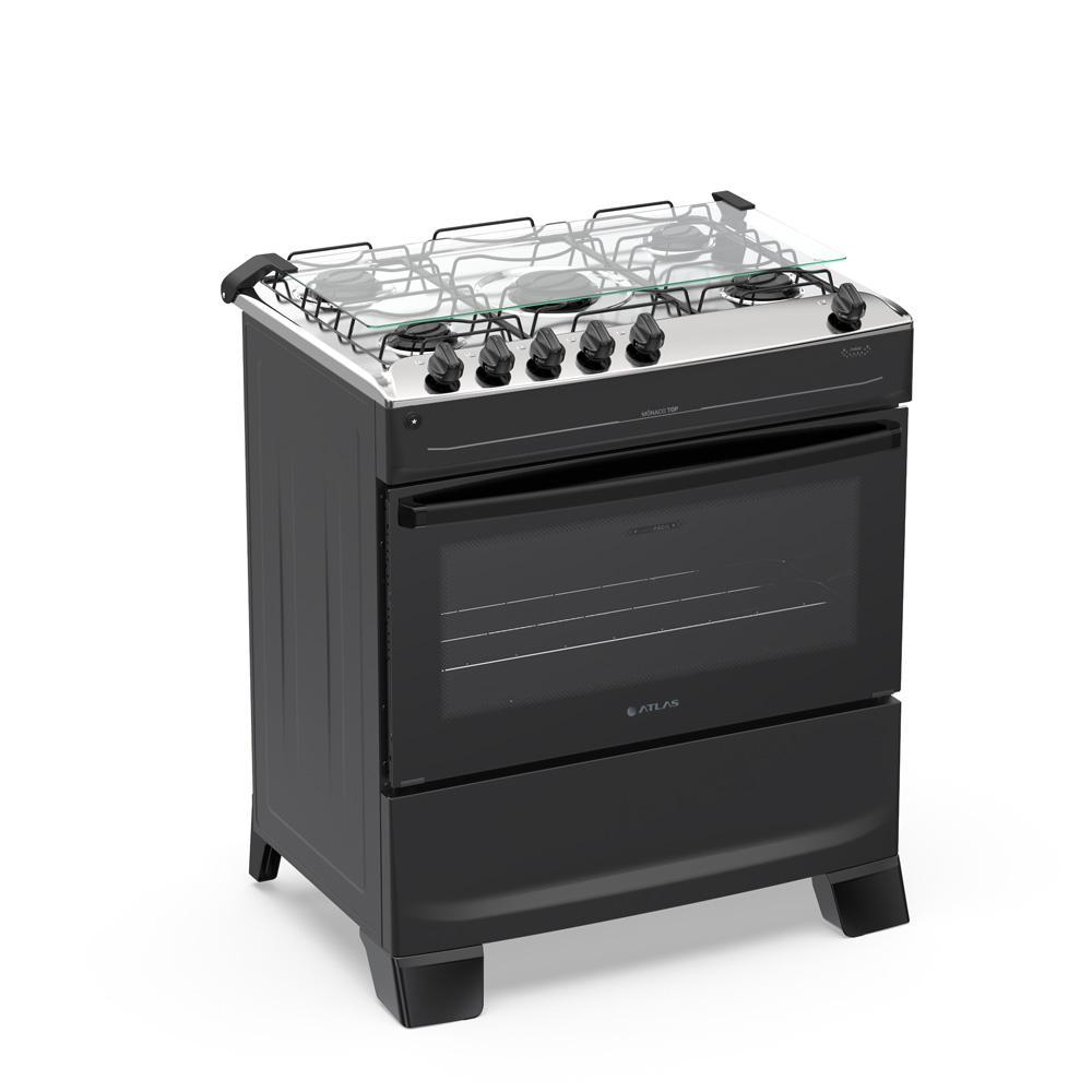 Fogão 5 Bocas Atlas Mônaco Top com Mesa de Inox Gás Bivolt em Oferta na Shopee