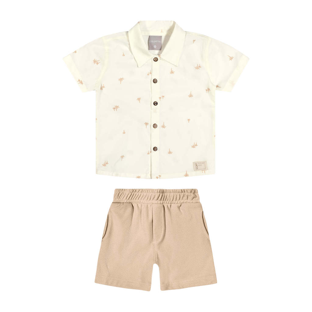 Conjunto Social Infantil Menino Palmeira Colorittá Bege em Oferta na Shopee