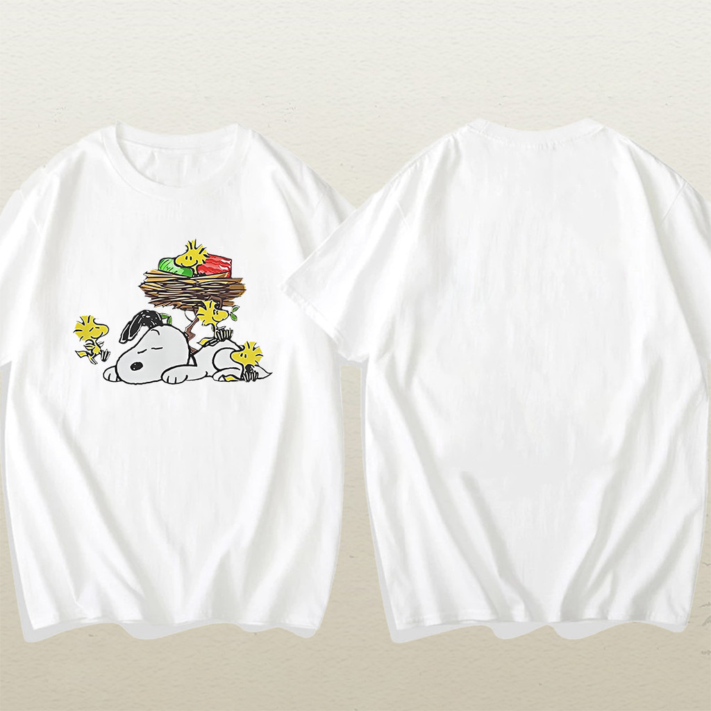 2026 Camiseta Masculino Unissex Oversized Streetwear Snoopy Flor Galinha Ninho