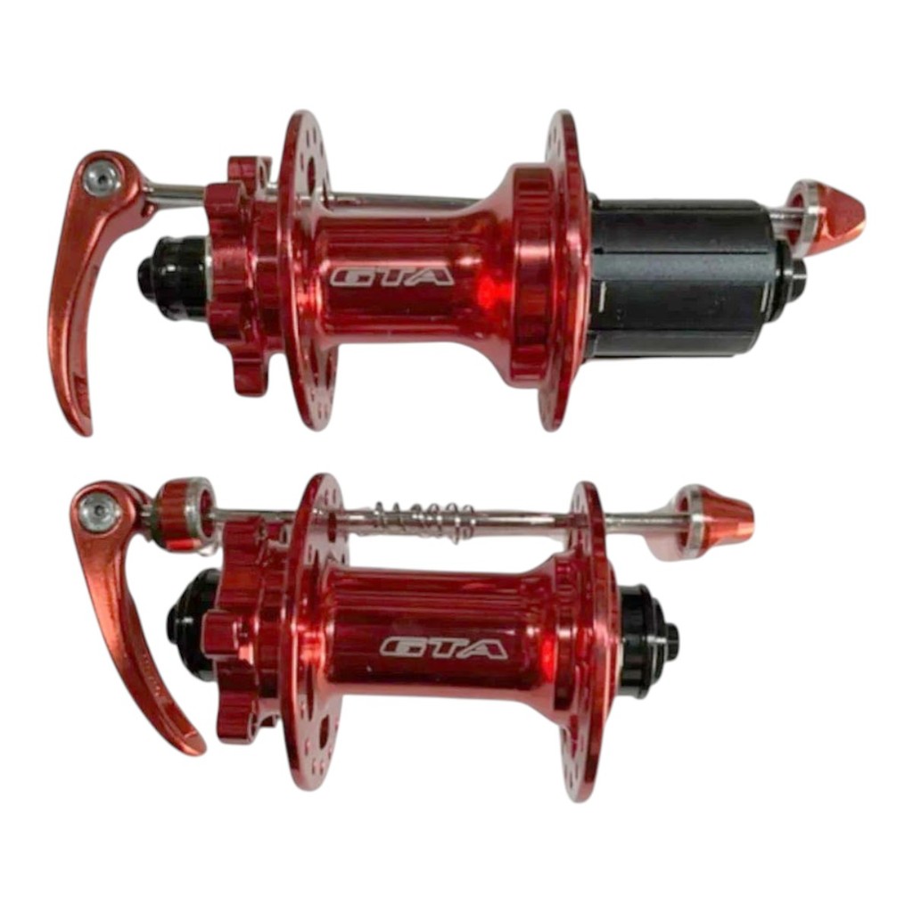 Cubo Alumínio Dianteiro e Traseiro Freehub Vermelho Barulhento 36F Rolamento c/Blocagem Freio Disco