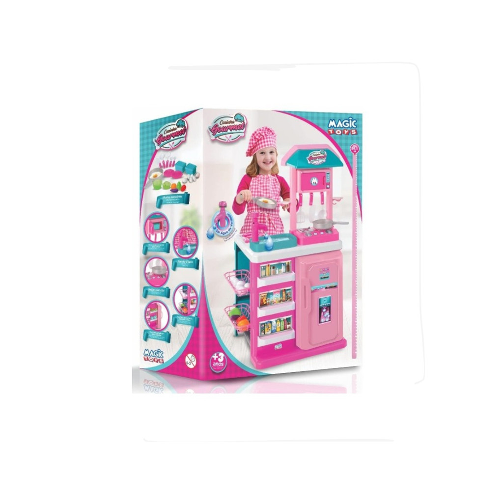 Cozinha Gourmet Infantil Completa Rosa Sai Água Magic Toys 8016
