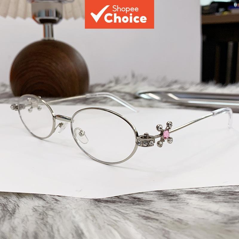 Nova Artesanato: Óculos Anti-Luz Azul de Metal Elíptico Feminino com Diamantes, Moda e Premium