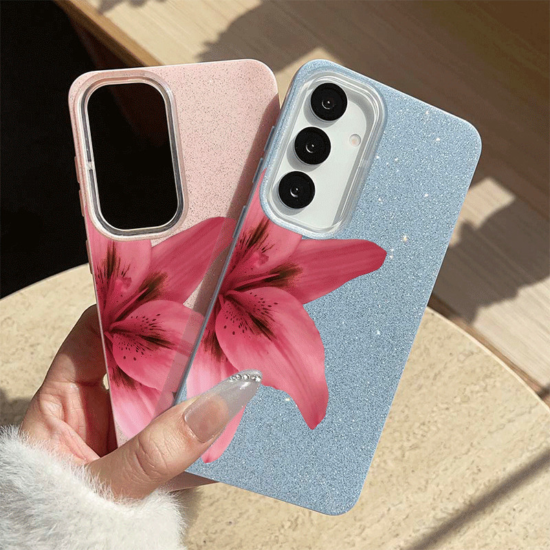 Flores Vermelhas Capinha Para Samsung Galaxy A16 S25 S26 A03 A05 A15 A17 A32 A34 A36 A56 S20 S21 S23 S34 FE ULTRA Shimme