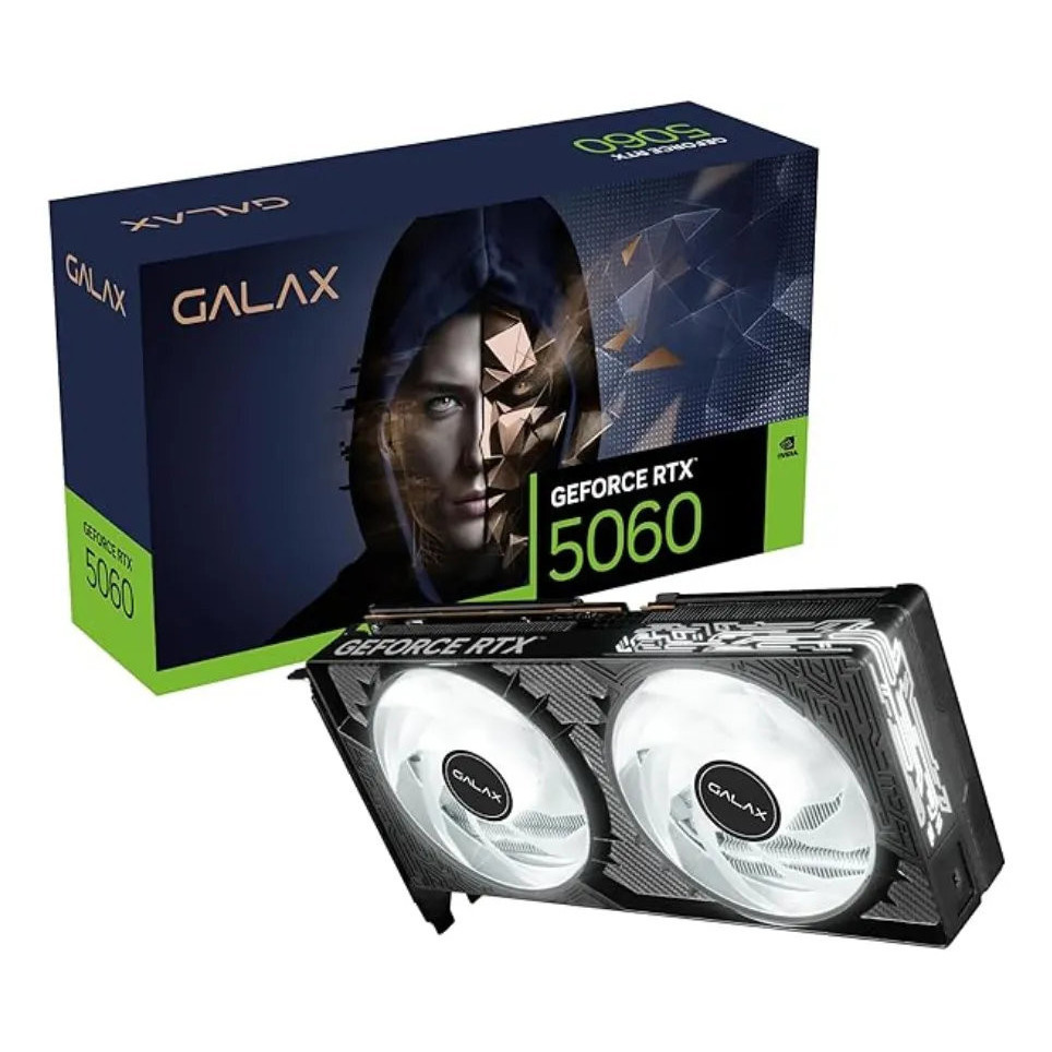 Placa de Vídeo Galax GeForce RTX 5060 1 Click OC 8GB GDDR6 128 Bits Dual Fan 56Nsnb8mddxb0