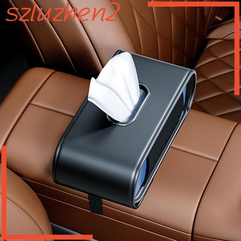 [Szluzhen2] Acessórios Interiores Automotivos , Estojo De Guardanapo , Organizador De Couro PU , Caixa De Tecido De Carr